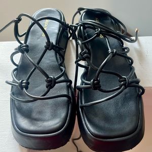 black strappy platform sandals size 7